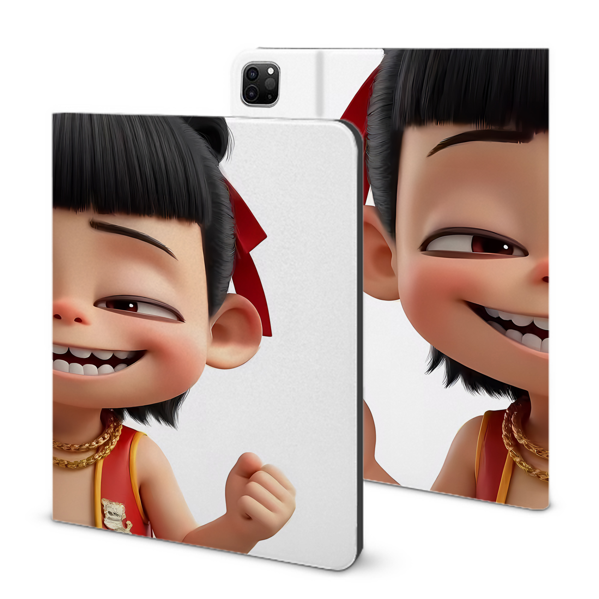 （画像用） Ne Zha 2 ナタ 魔童の大暴れ IPad ケース ブック型 PUレザー TPU 耐衝撃 軽量 薄型 ペン収納なし 全面保護 IPad 各モデル対応